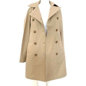 Tan Double Breast Trench Coat Leather Wide Belt